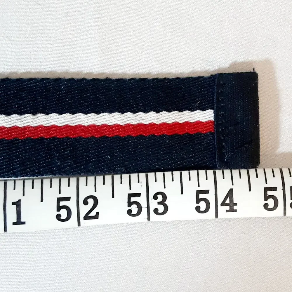 💎Tommy Hilfiger Red White Blue Stripe Soft Canvas Belt One Size